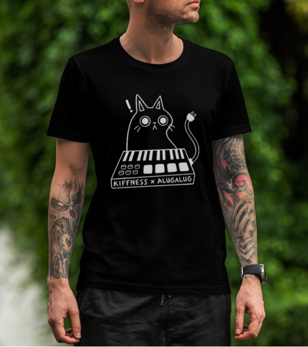Kiffness X Alugalug Cat Keyboard Plug Drawing T-Shirt