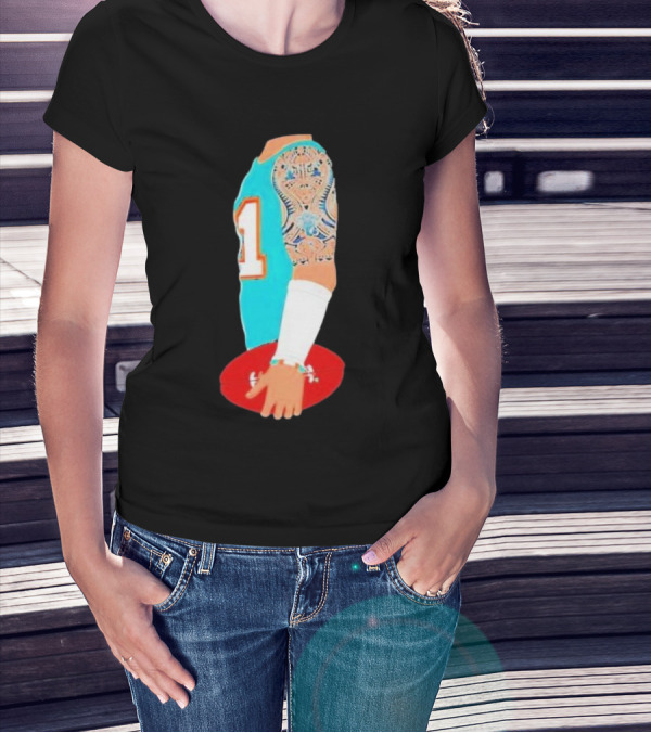 Tua Tagovailoa Football Arm Miami Dolphins Number 1 T-Shirt