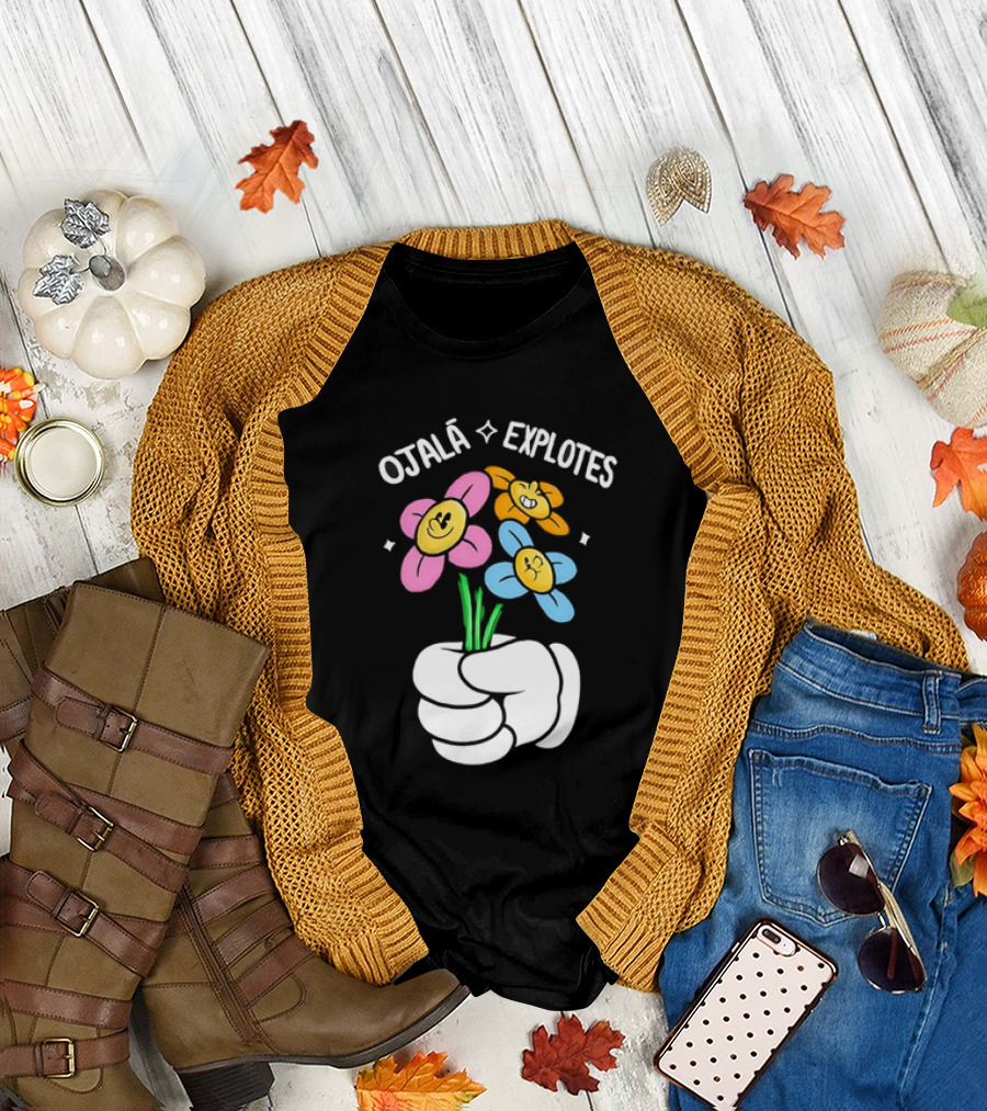 El Mariana Ojalá Explotes Happy Face Flowers T-Shirt