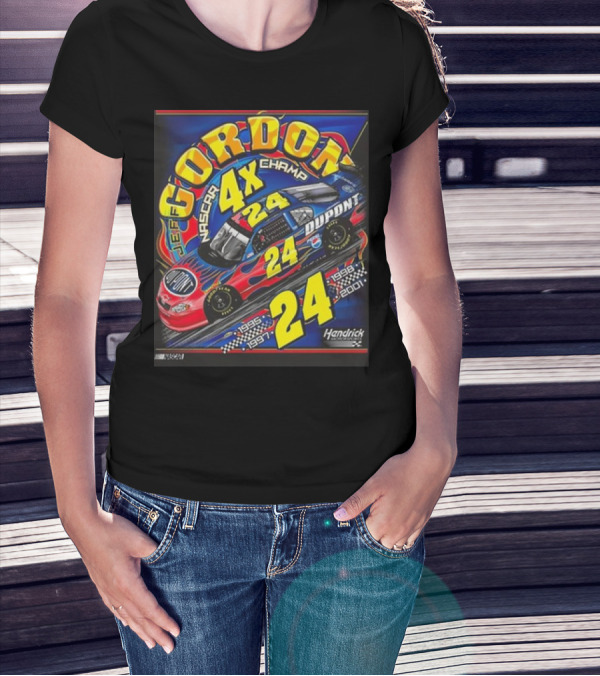 Jeff Gordon #24 Dupont NASCAR 4X Champ 1995-1997-1998-2001 Hendrick Racing T-Shirt