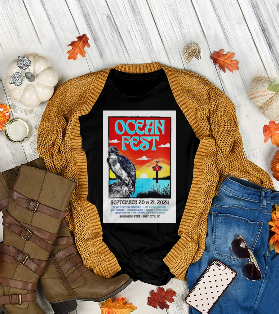 Ocean Fest 2024 at Soundside Park in Surf City NC September 20-21 with Blue Footed Boobies and Live Music T-Shirt