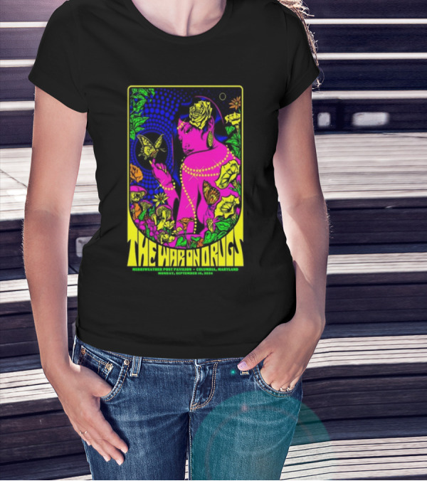 The War On Drugs September 16 2024 Merriweather Post Pavilion Columbia MD Psychedelic Butterfly And Floral T-Shirt