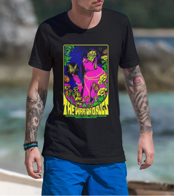 The War On Drugs September 16 2024 Merriweather Post Pavilion Columbia MD Psychedelic Butterfly And Floral T-Shirt