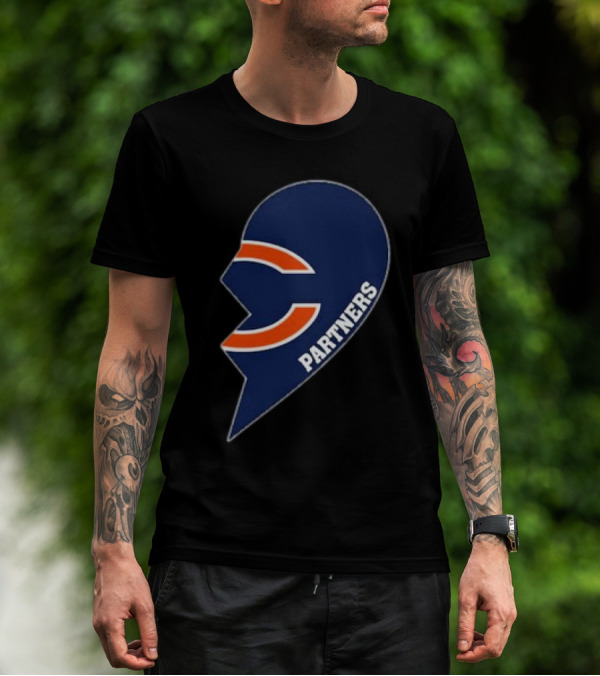 Chicago Bears Logo Partners Half Heart T-Shirt