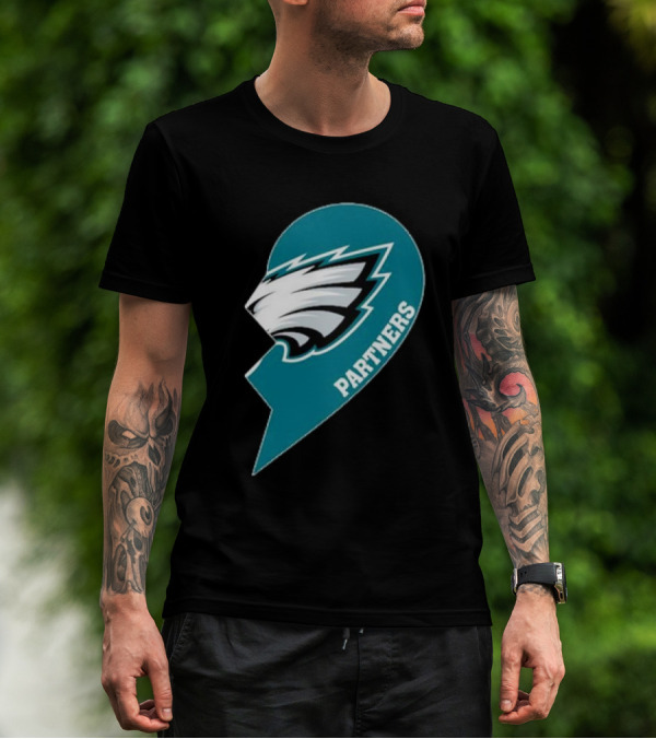Philadelphia Eagles Partners Logo Half Heart T-Shirt
