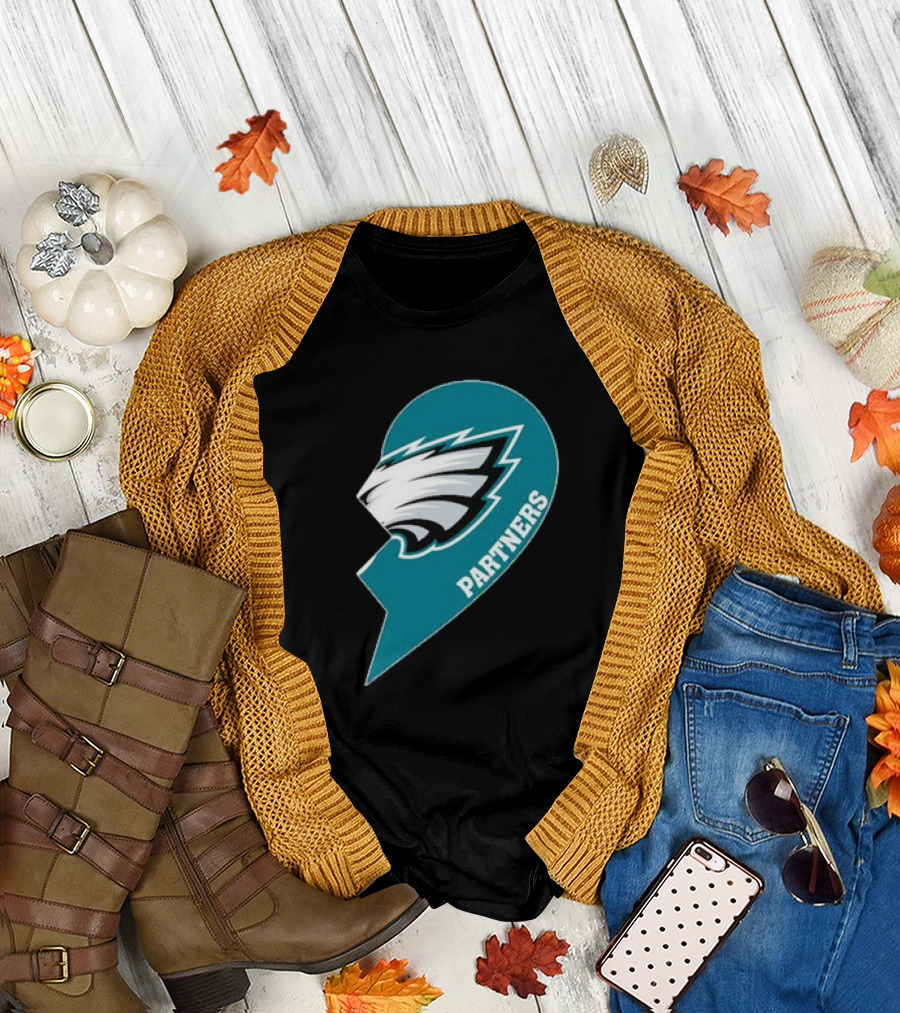 Philadelphia Eagles Partners Logo Half Heart T-Shirt