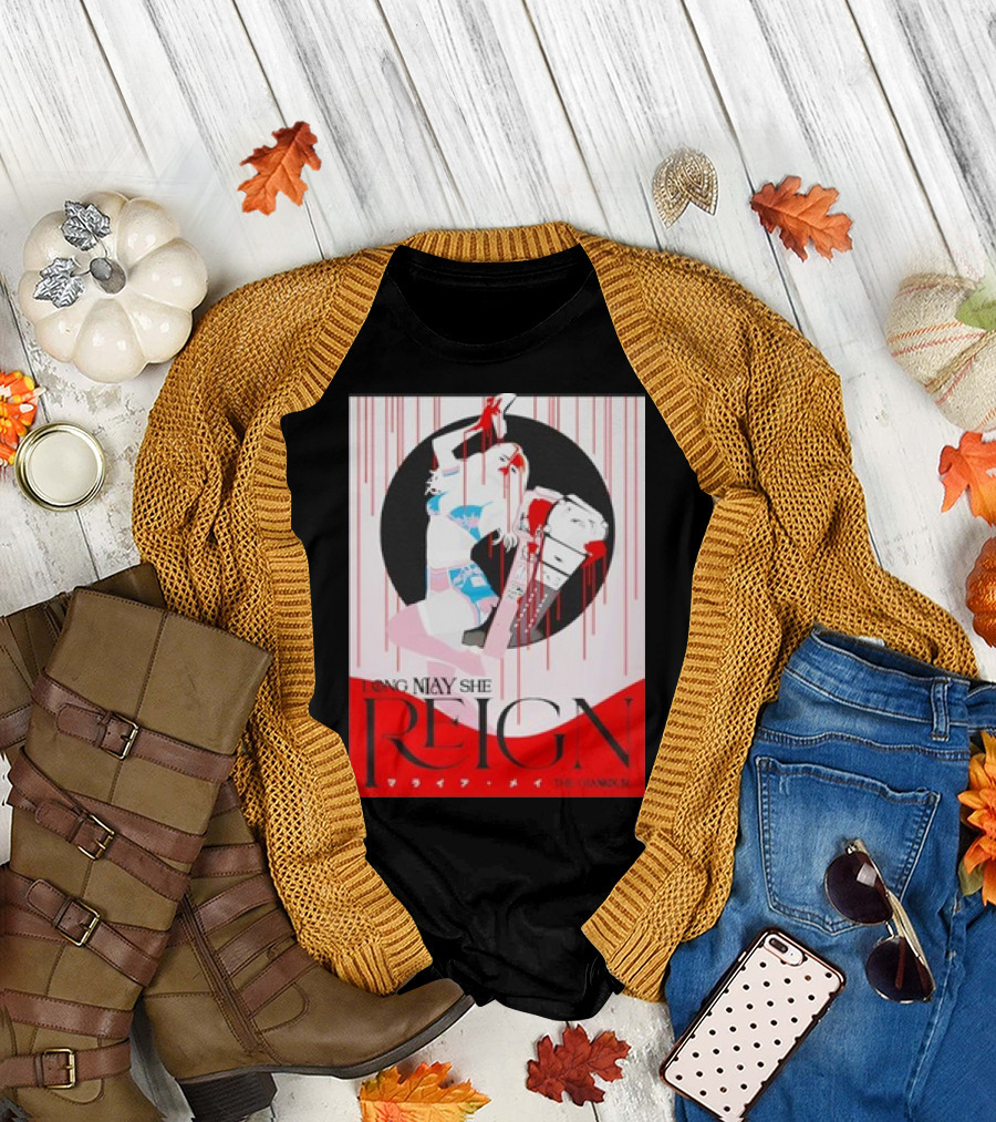 Long May She Reign Mariah May Iconic Illustration with Sword and Red Accents T-Shirt