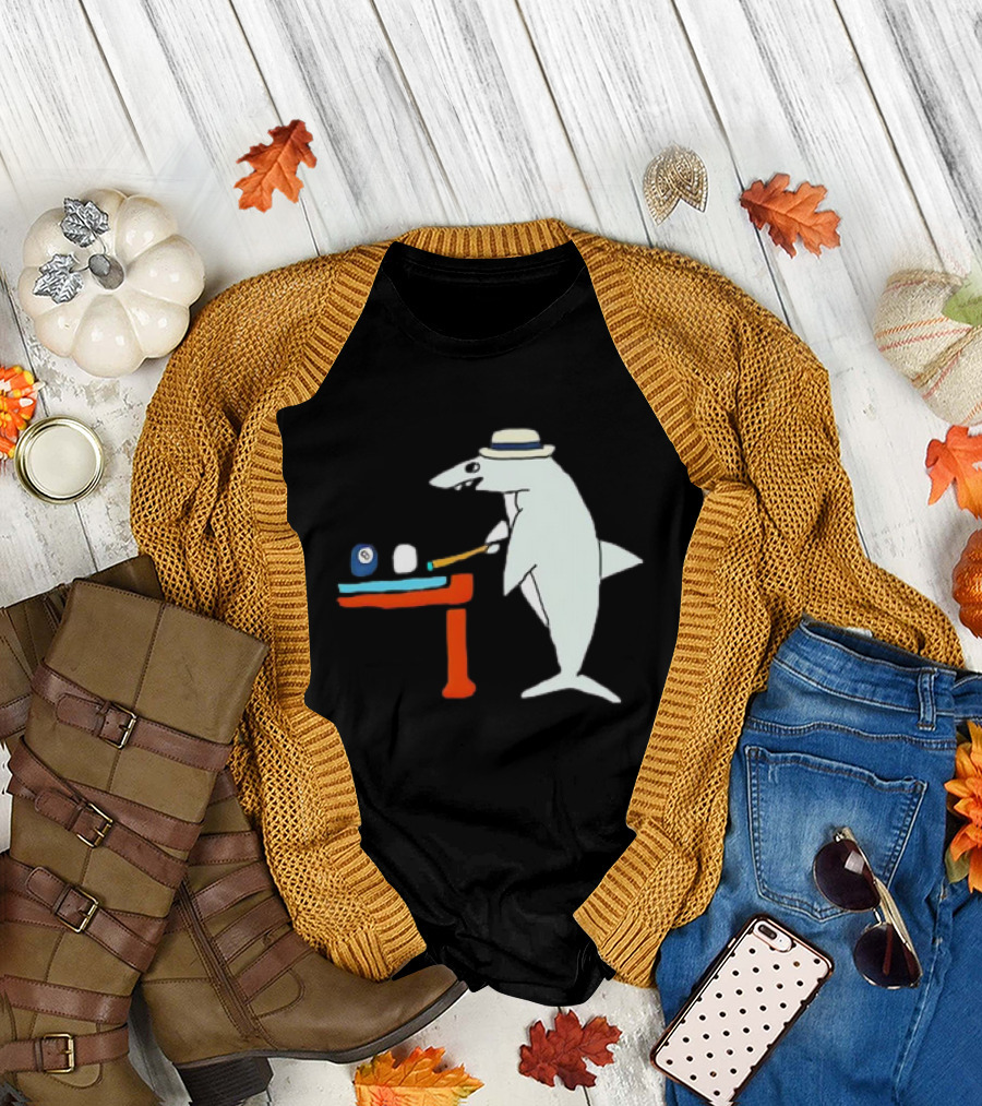 Pool Shark Meme Playing Billiards with Cue and Eight Ball T-Shirt