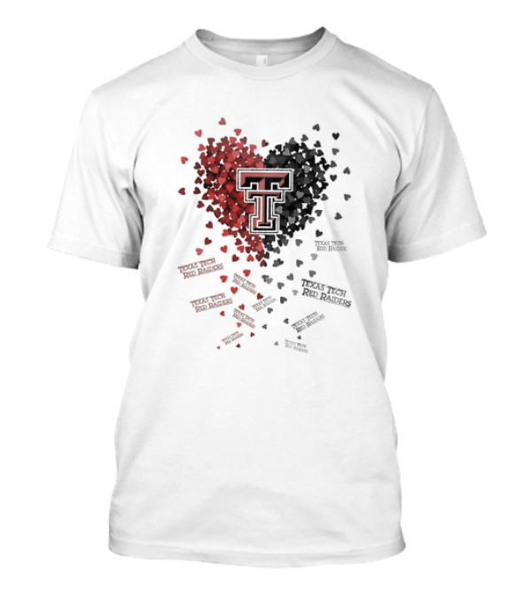 Heart Of Texas Tech Red Raiders With Iconic Double T Logo And Hearts T-Shirt