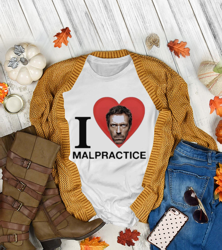 I Love Malpractice House MD Face in Heart T-Shirt