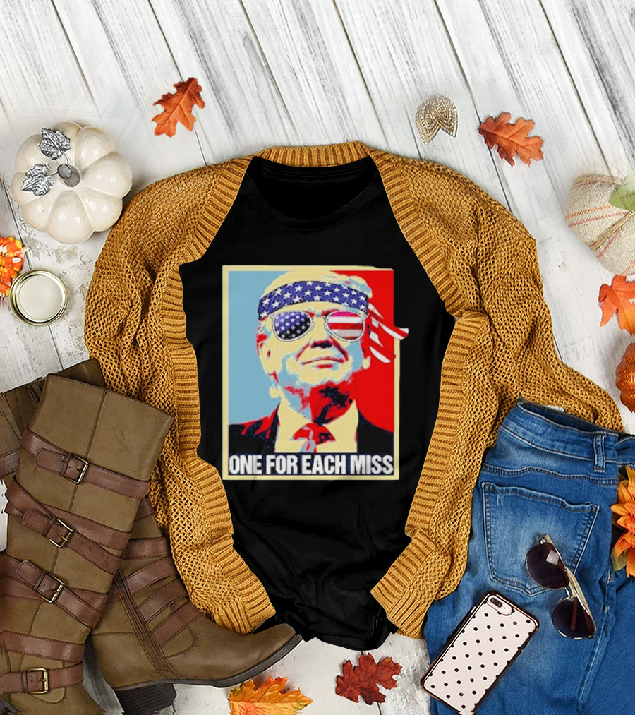 One For Each Miss Trump with American Flag Bandana and Sunglasses T-Shirt