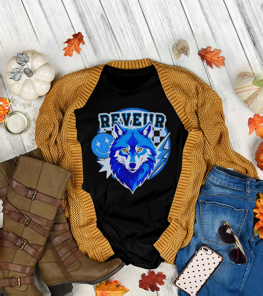 Reveur Blue Wolf Checkered Dreamers Emblem T-Shirt