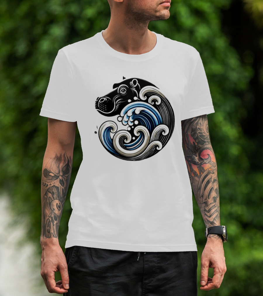 Funny Blue Wave Hippo Moo Deng T-Shirt