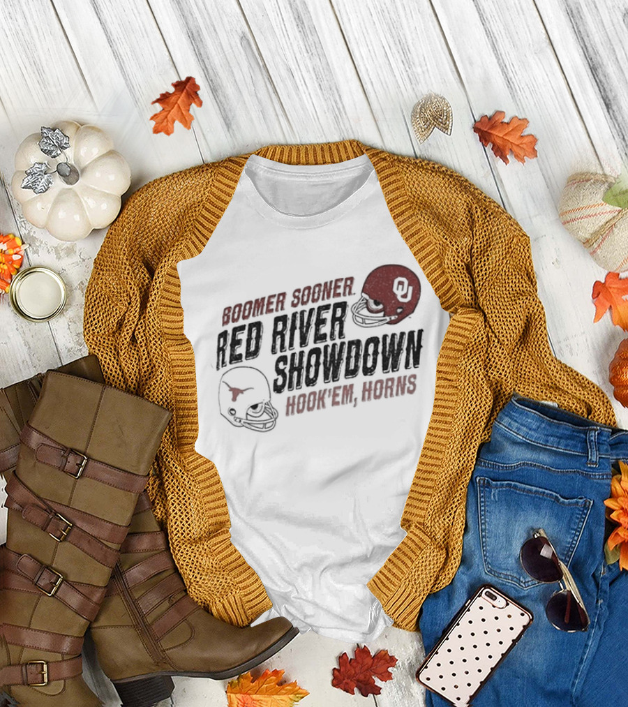 Boomer Sooner Hook 'Em Horns Red River Showdown OU Texas T-Shirt