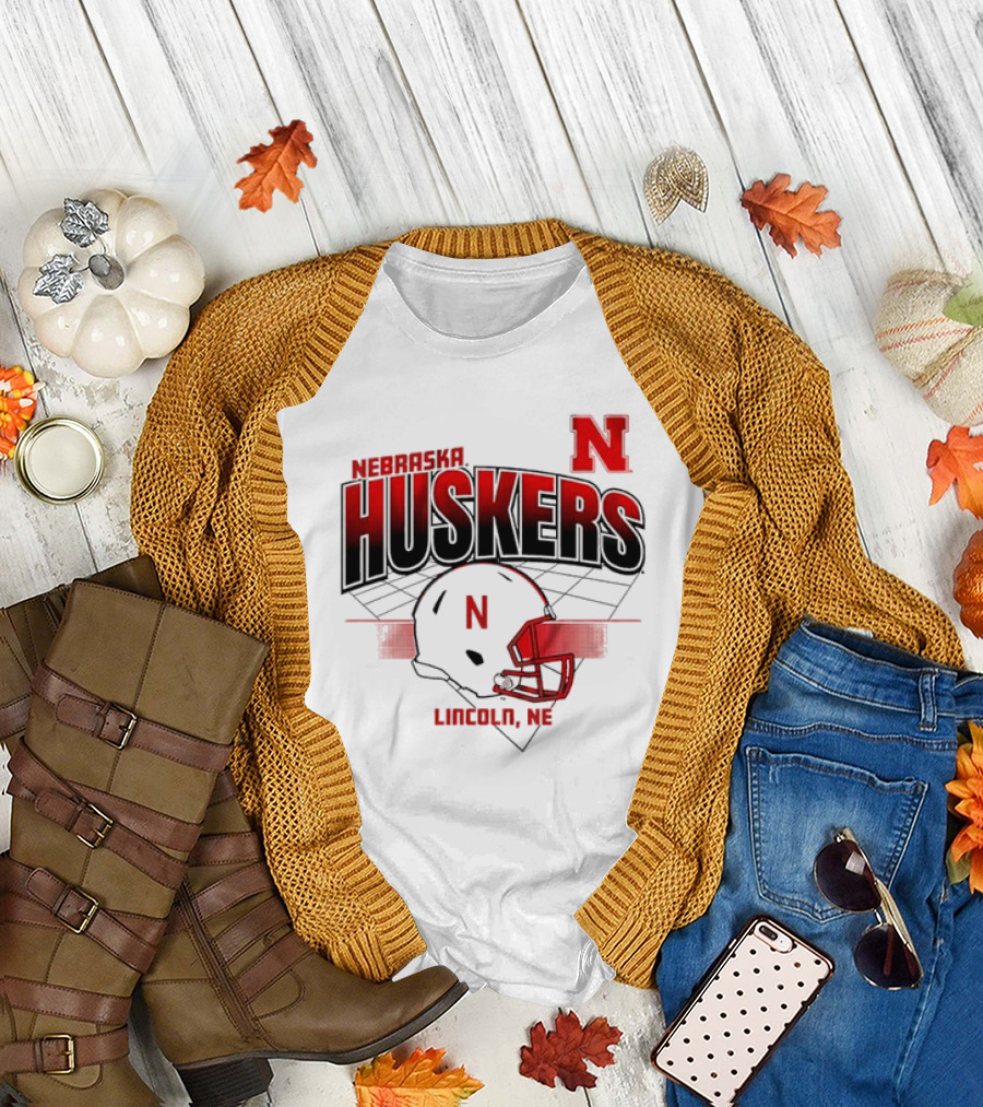 Nebraska Huskers Football Helmet Lincoln NE Grid Nebraska Licensed T-Shirt