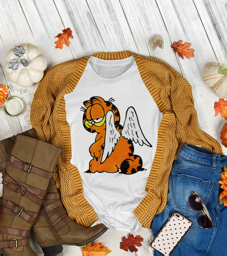 Angel Garfield Funny Vintage Comic Character with Wings T-Shirt