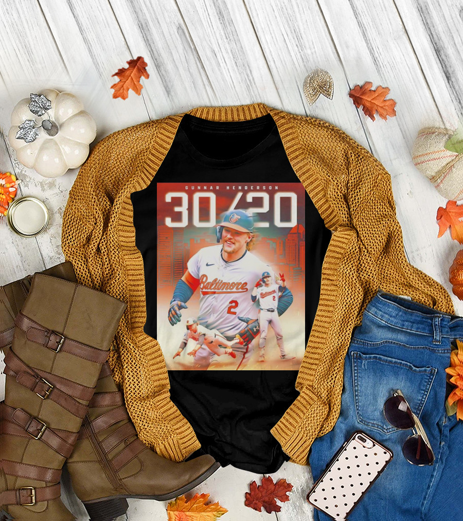Gunnar Henderson Baltimore Orioles 30/20 First Career Milestone T-Shirt