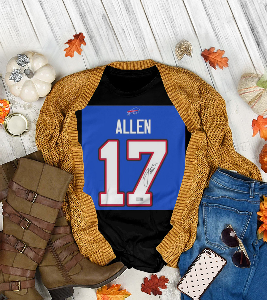 Josh Allen 17 Buffalo Bills Jersey Memorabilia T-Shirt