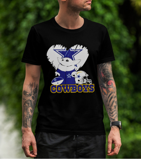 Baby Yoda Cowboys Star Wars NFL Football Season T-Shirt