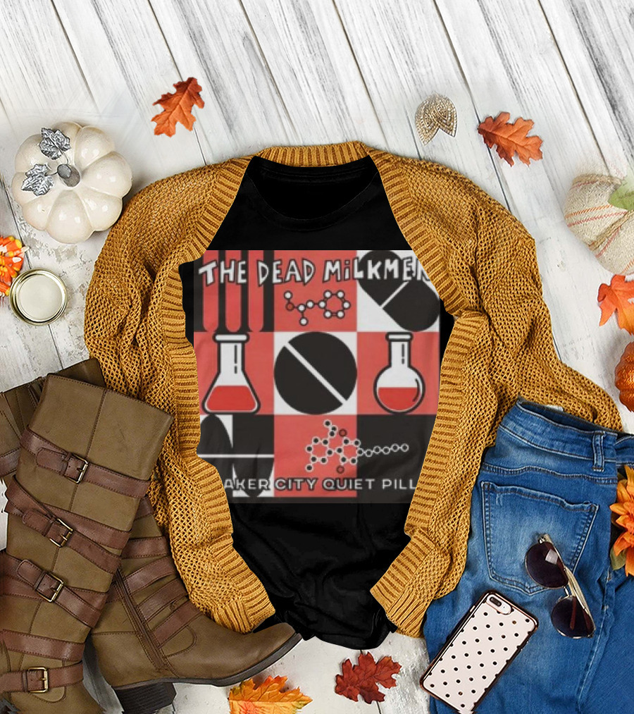 The Dead Milkmen Quaker City Quiet Pills Chemistry Symbols Black Red White Squares T-Shirt