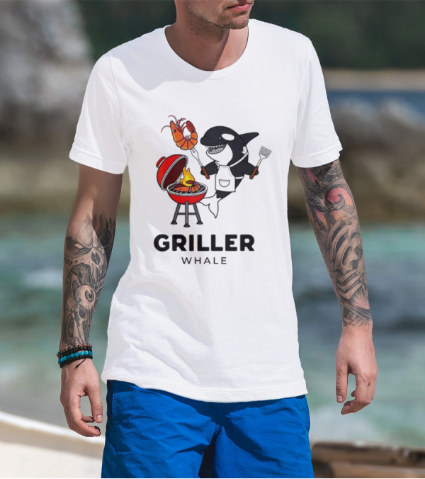 Griller Whale BBQ Cartoon Apron And Spatula With Lobster T-Shirt