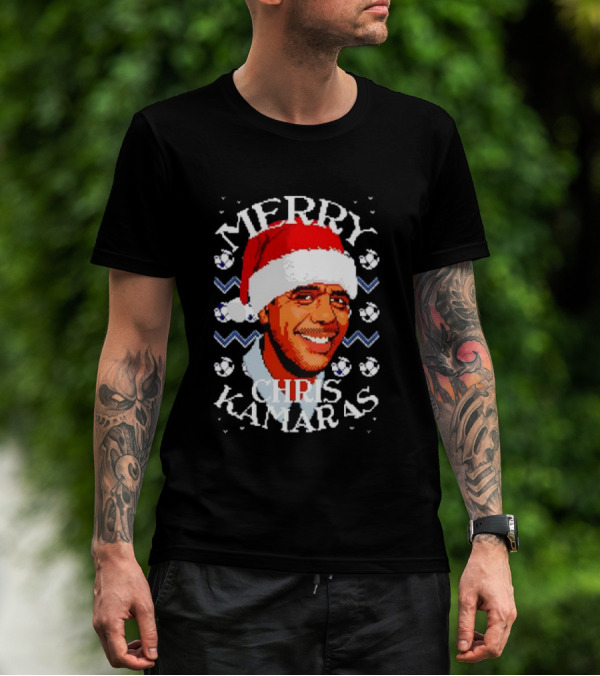 Merry Chris Kamaras Christmas Jumper Santa Hat Soccer Balls T-Shirt