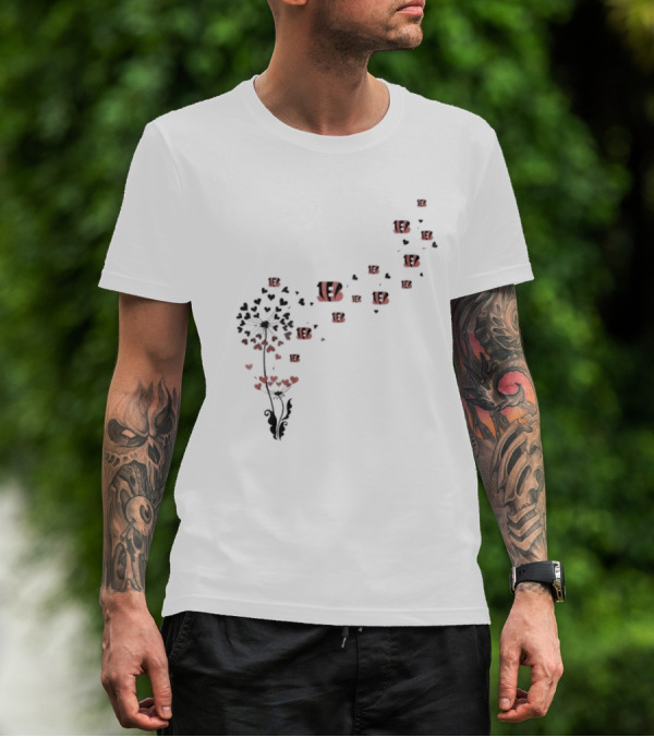 Cincinnati Bengals Dandelion Hearts Logo T-Shirt