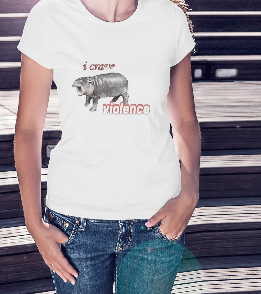 I Crave Violence Angry Hippo Mood T-Shirt