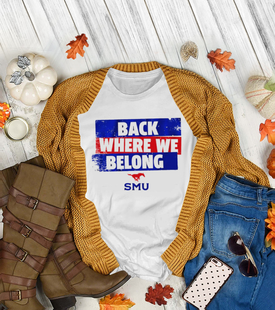 SMU Back Where We Belong Red Mustang T-Shirt