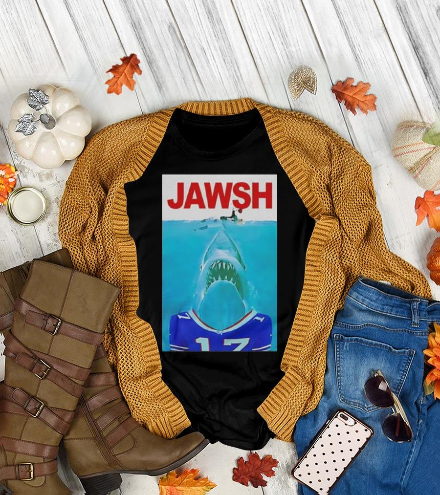 JAWƧH 17 Parody with Josh Allen Buffalo Blue Jersey T-Shirt