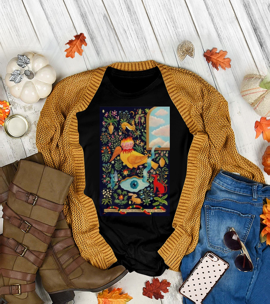 Khruangbin The Eastern Atlanta GA September 28 2024 Tour Poster with Surreal Garden T-Shirt
