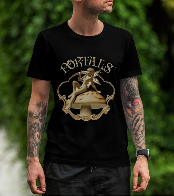 Portals Fairy Sitting On Mushroom With Wings T-Shirt