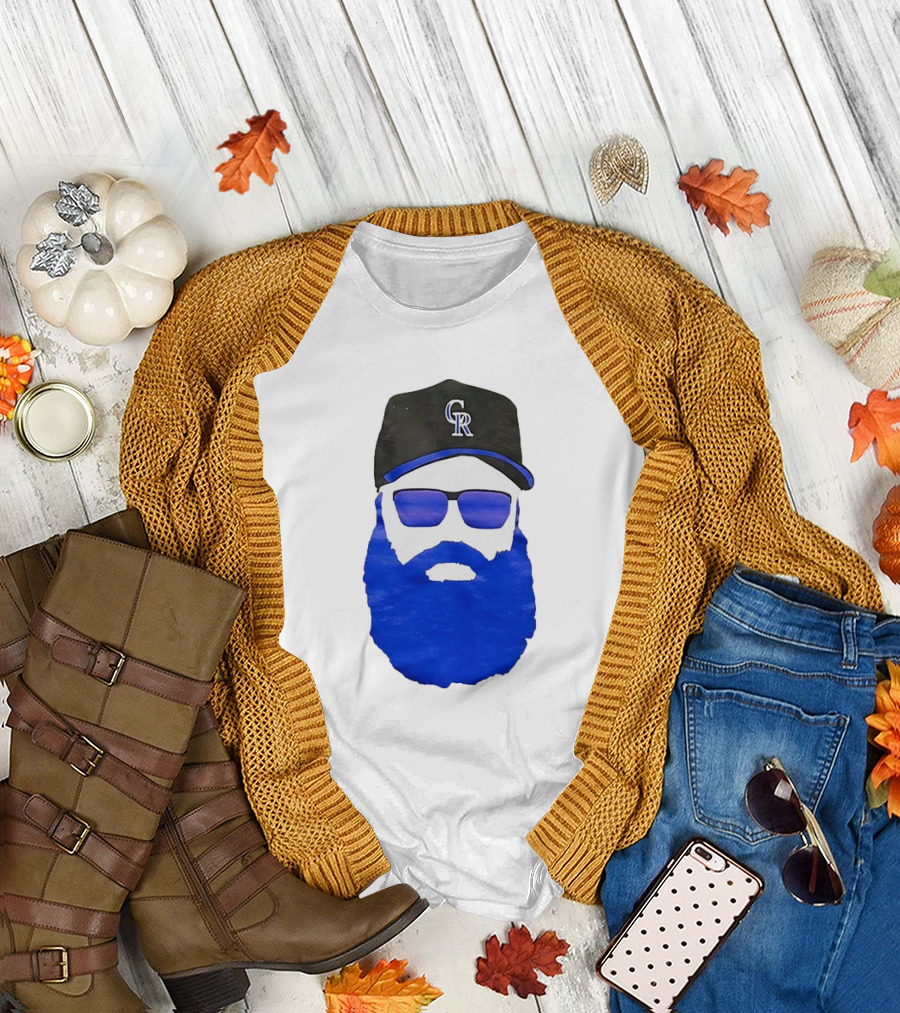 Charlie Blackmon Face Beard Sunglasses Colorado Rockies Baseball T-Shirt