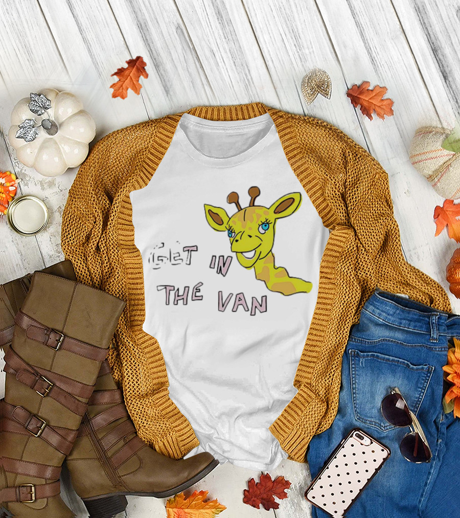 Giraffe Get in the Van Text Meme T-Shirt