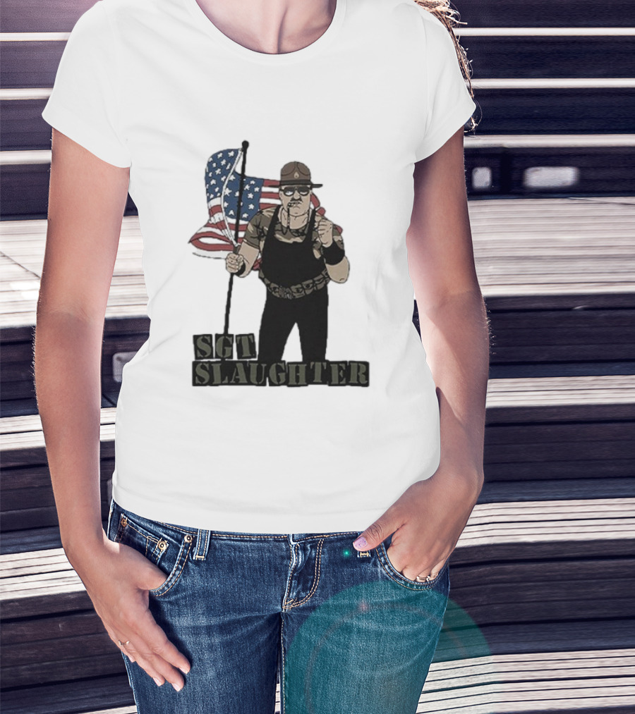 Sgt Slaughter American Flag Comic Style Patriotic T-Shirt