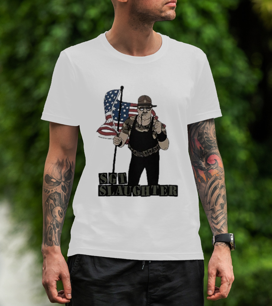 Sgt Slaughter American Flag Comic Style Patriotic T-Shirt