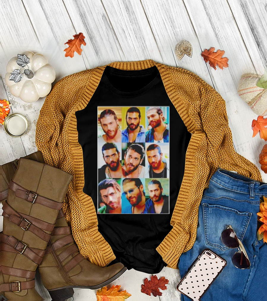 Collage of Can Yaman Essential Photo Multicolor Expressions T-Shirt
