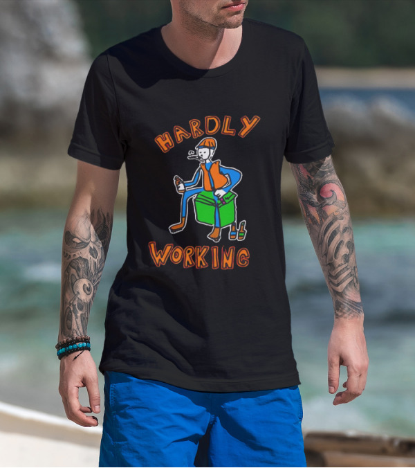 HARDLY WORKING Meme Sitting On Cooler With Beer Bottles T-Shirt