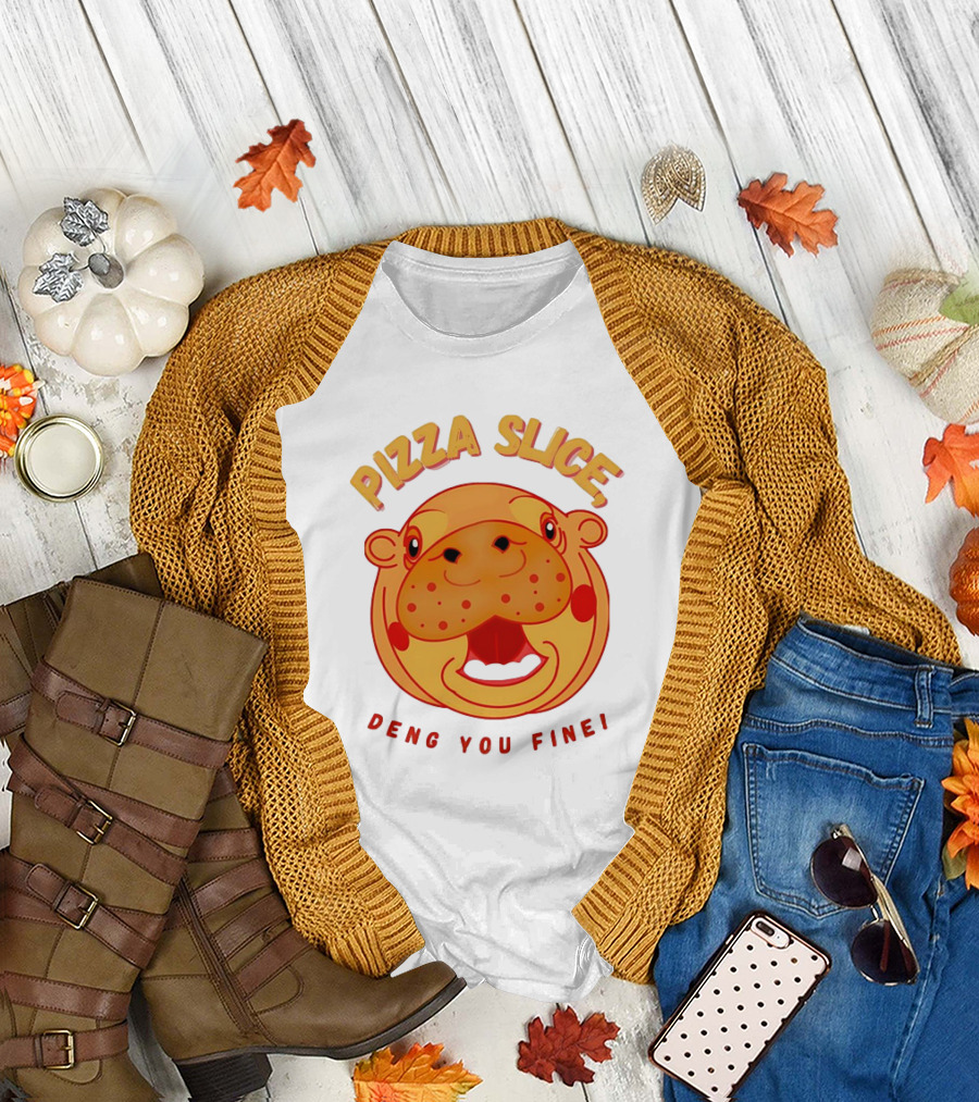 Pizza Slice Deng You Fine Cartoon Character T-Shirt