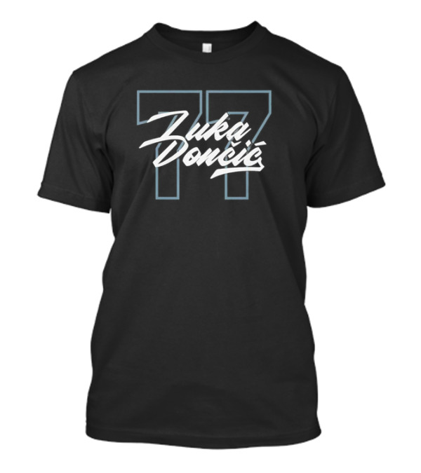 Luka Doncic 77 Script Dallas Basketball Number T-Shirt