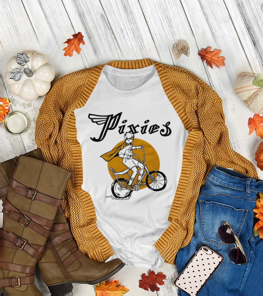 Pixies Retro Biking Superhero with Cape T-Shirt