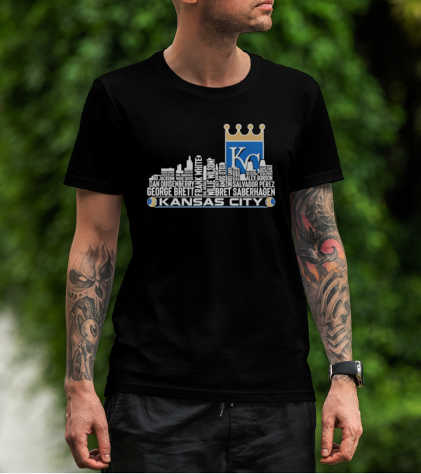 Kansas City Royals 2024 Players Names Skyline T-Shirt