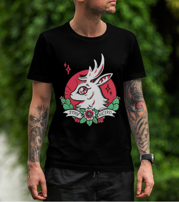 Stay Weird Jackalope Tattoo 03 Cactus And Floral T-Shirt