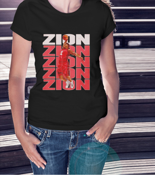 Zion Williamson Basketball Dunk Red Repeat T-Shirt