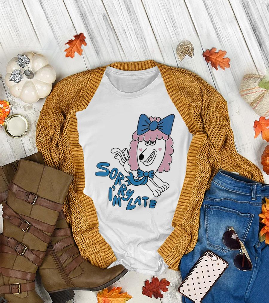 Lazy Oaf Sorry I’m Late Poodle with Pink and Blue Bow T-Shirt