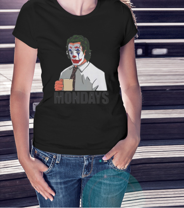 Joker Clown Drinking Coffee Mondays Mood T-Shirt