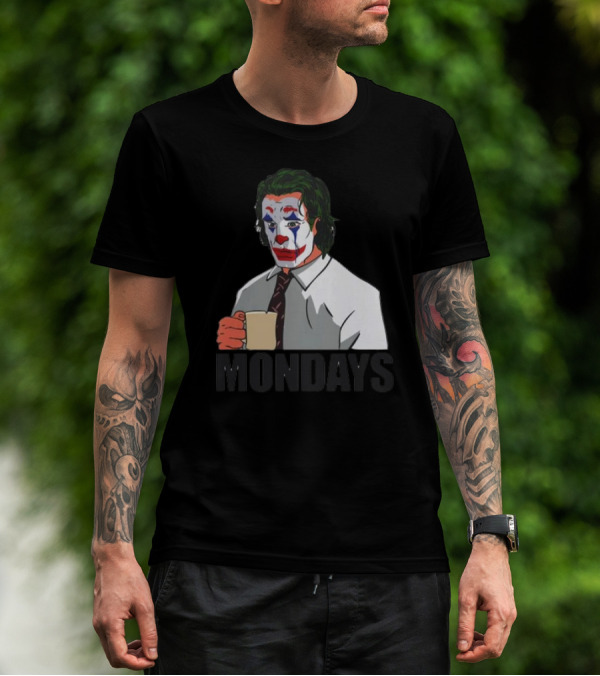 Joker Clown Drinking Coffee Mondays Mood T-Shirt