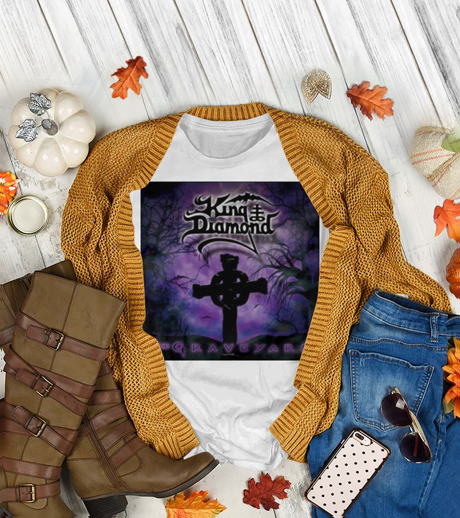 King Diamond The Graveyard Cross and Bats Purple Scene 1st November T-Shirt