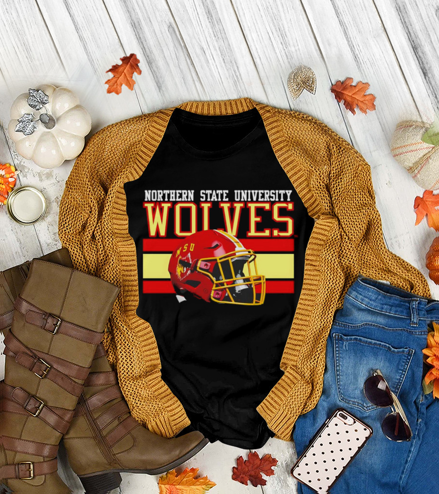 Northern State University Wolves NSU Football Helmet T-Shirt