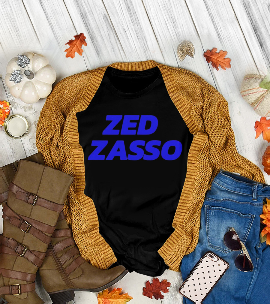 Rachel Zegler’s Zed Zasso Blue Text T-Shirt
